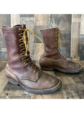 Whites Vintage Logger Packer Plain Toe Work Boots Mens 10 E